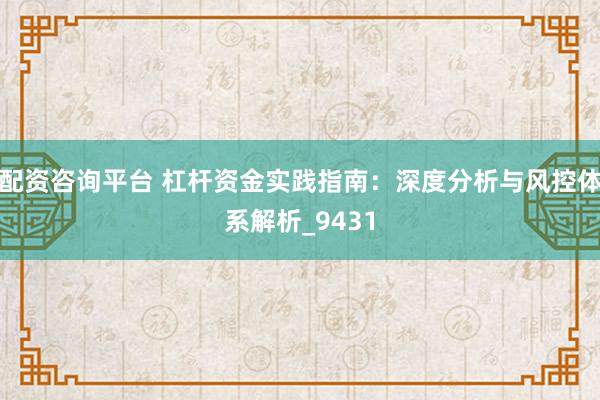 配资咨询平台 杠杆资金实践指南：深度分析与风控体系解析_9431